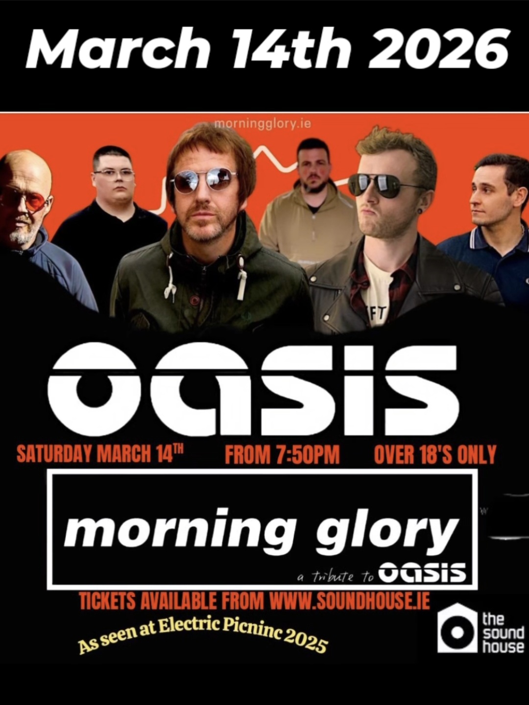 The sound house Dublin -Morning Glory  Oasis Tribute